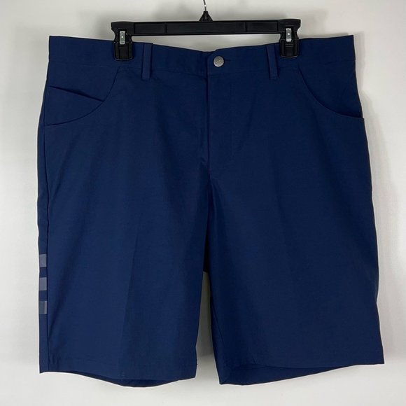 Adidas Mens Adicross Golf Shorts Navy Blue Flat Front Stretch Nylon Blend 38 New - Picture 1 of 12